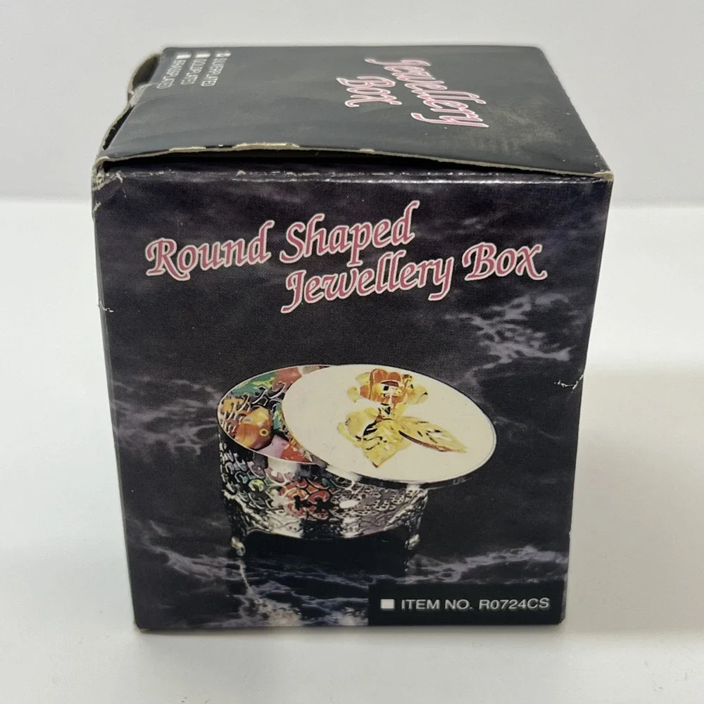 Heart and Rose Silver Plated Trinket Ring Jewelry Box, Filigree Silver Tone Mesh